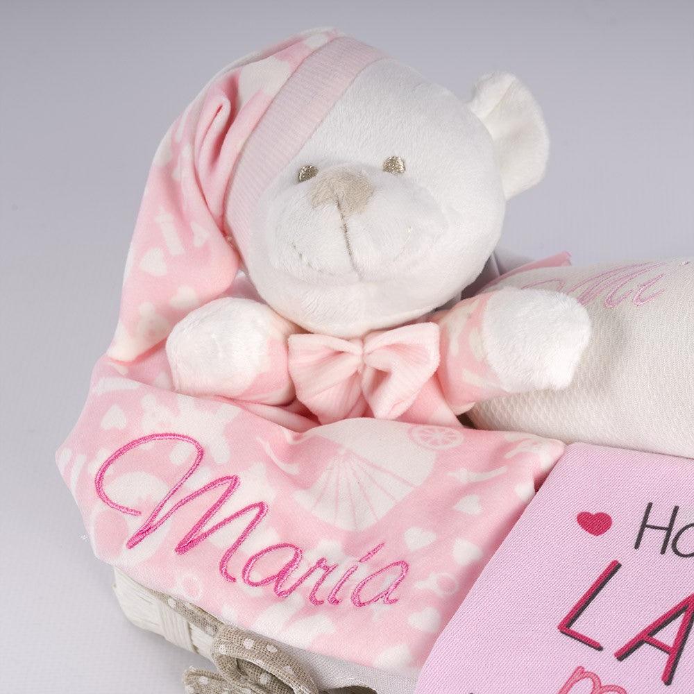 Cesta Regalo Bebé Dou dou Personalizado Ha llegado la tía Nanetes - Nanetes #