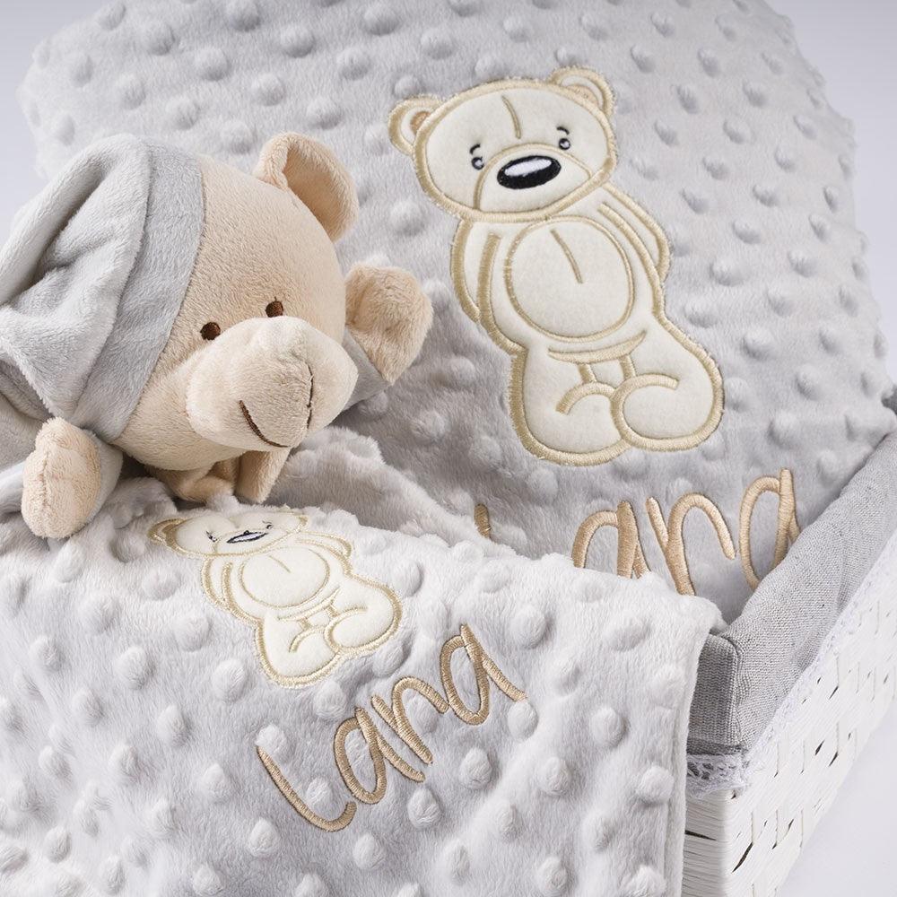Manta con Dou Dou Peluche Personalizados Bebé Nanetes Osito Tímido - Nanetes