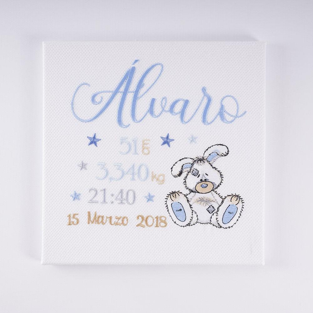 Cuadro Datos Nacimiento Bebé Personalizado Nanetes Conejito - Nanetes #