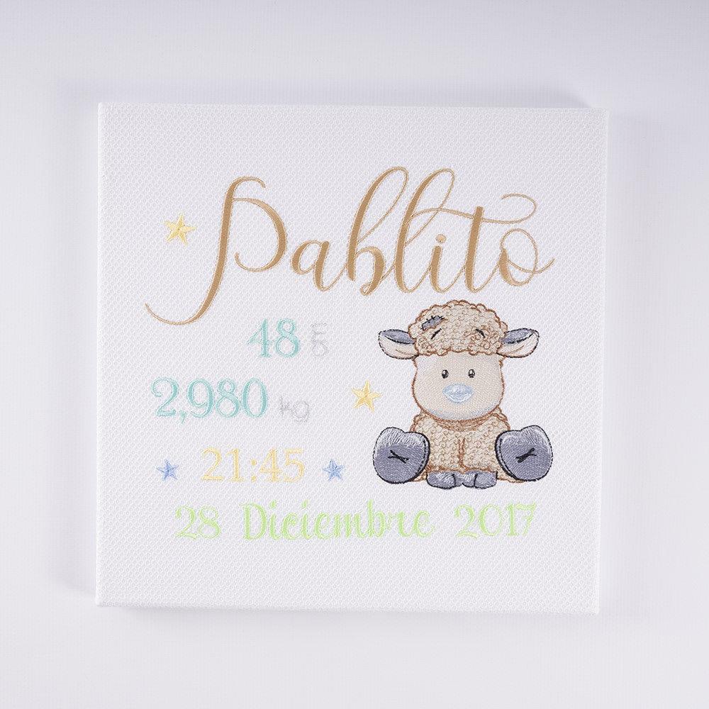 Cuadro Datos Nacimiento Bebé Personalizado Nanetes Cordero - Nanetes #