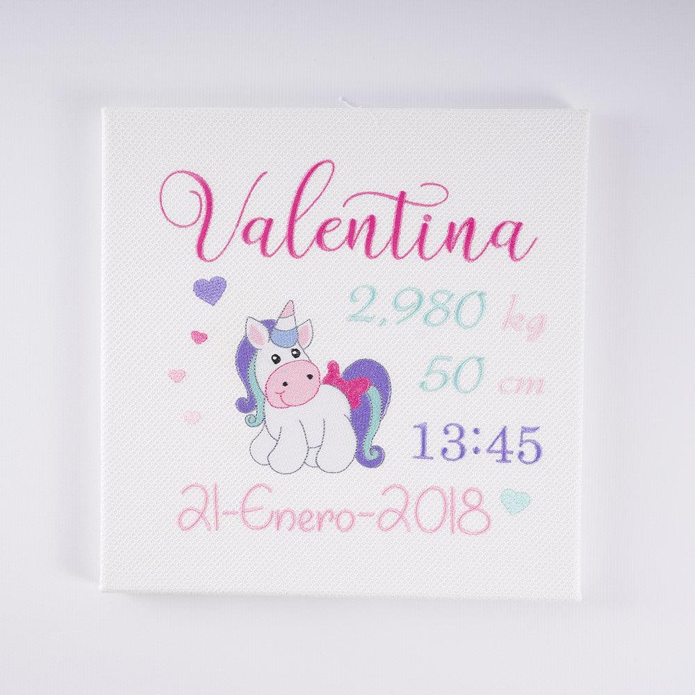 Cuadro Datos Nacimiento Bebé Personalizado Nanetes Unicornio - Nanetes #