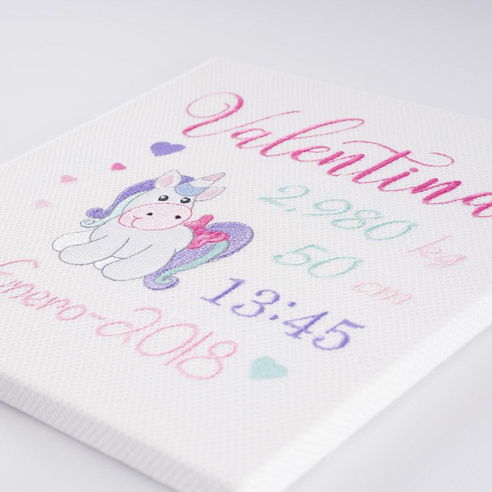 Cuadro Datos Nacimiento Bebé Personalizado Nanetes Unicornio - Nanetes #