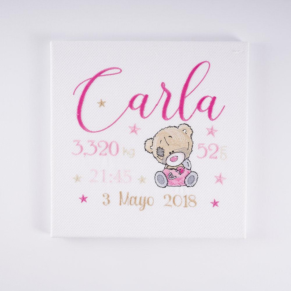 Cuadro Datos Nacimiento Bebé Personalizado Nanetes Osito Tostado - Nanetes #