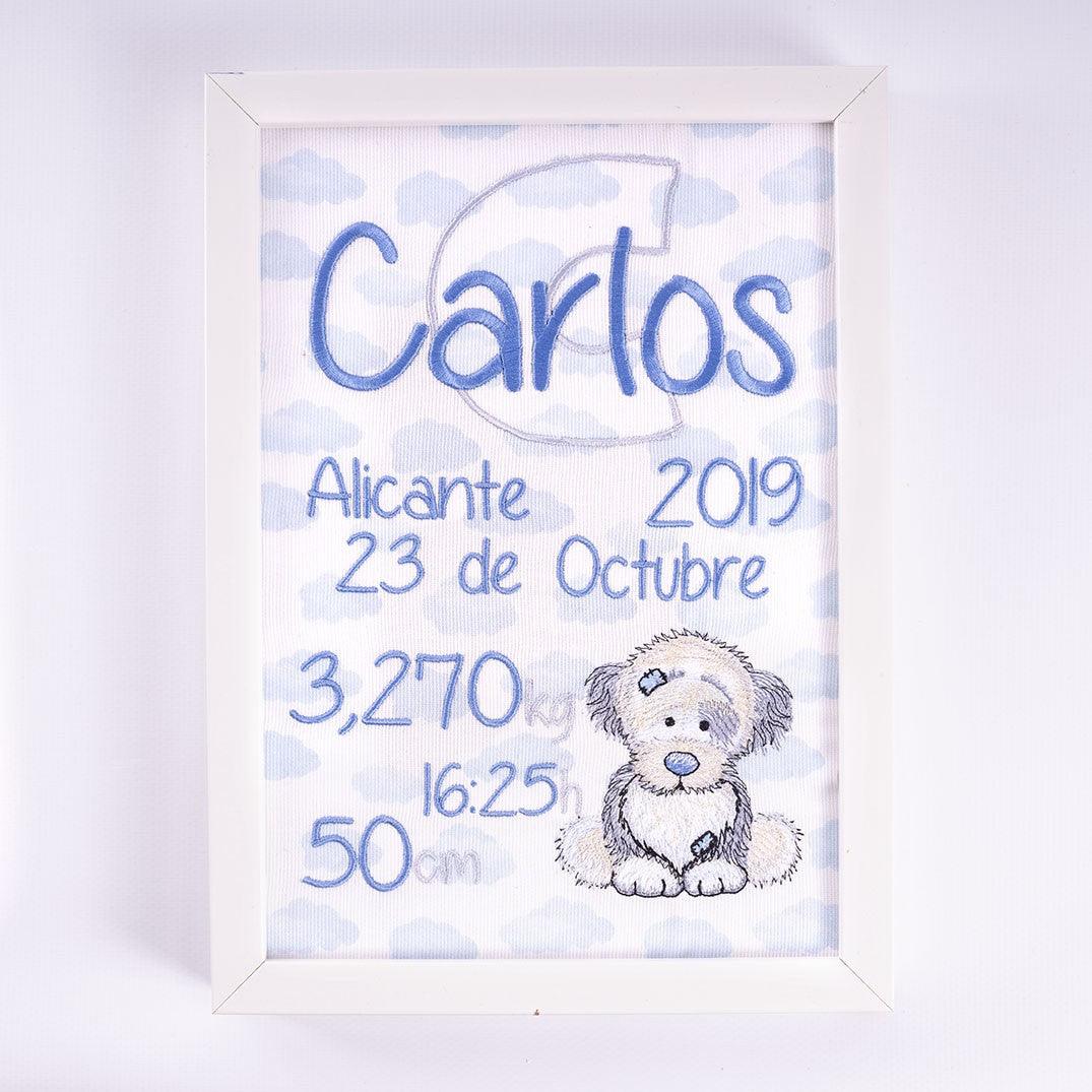 Cuadro Nacimiento Personalizado Bebé Nanetes Colección Perrito - Nanetes