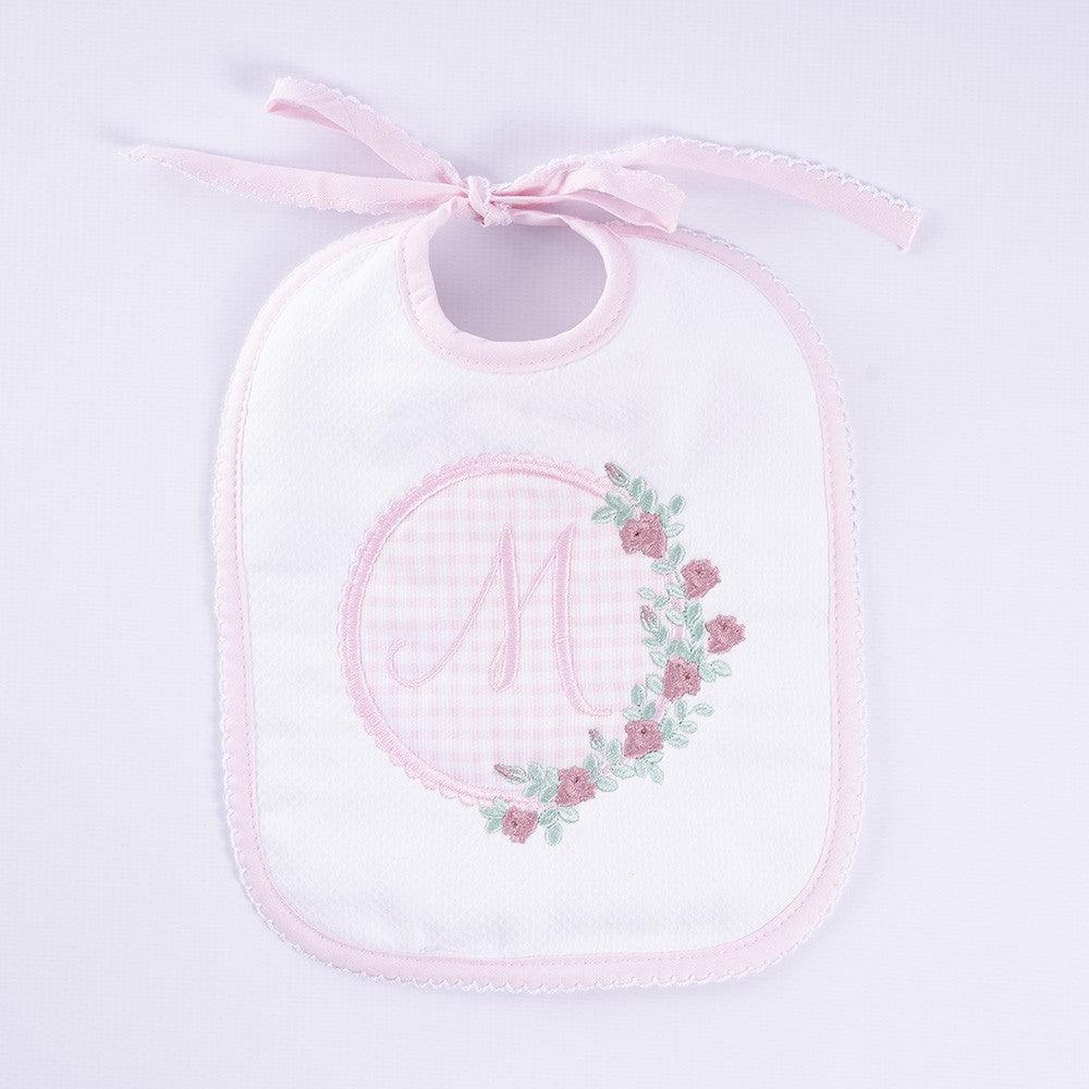 Babero Personalizado Bebé Nanetes Inicial Flores Bordadas - Nanetes #