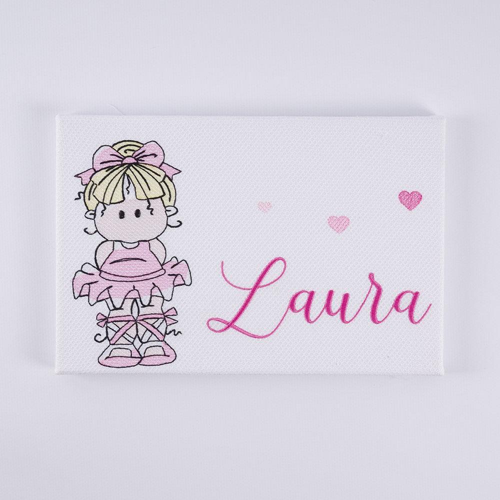 Cuadro Infantil Personalizado Bordado Nanetes Lienzo Bailarina - Nanetes #