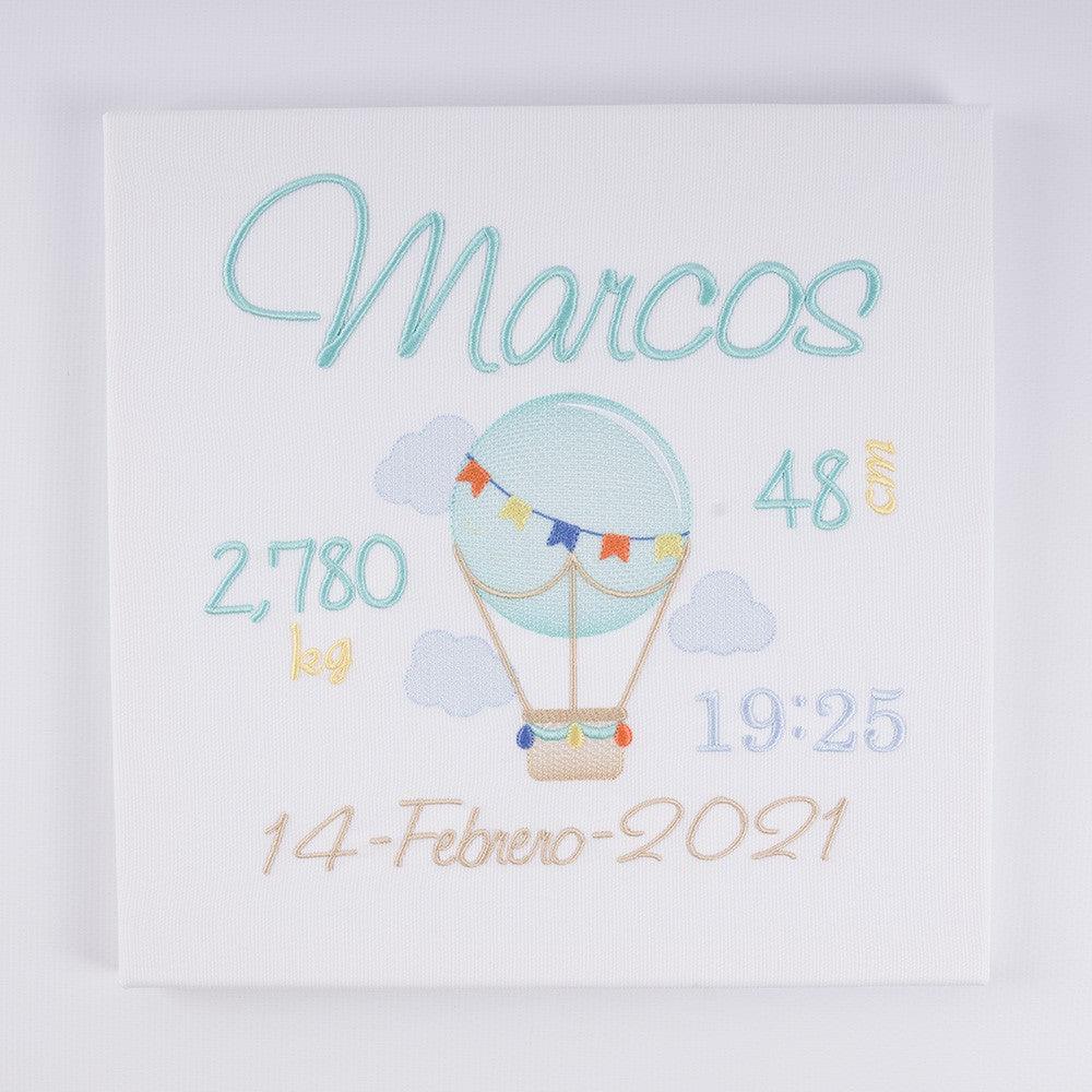 Cuadro Datos Nacimiento Bebé Personalizado Nanetes Globo Aerostático - Nanetes #