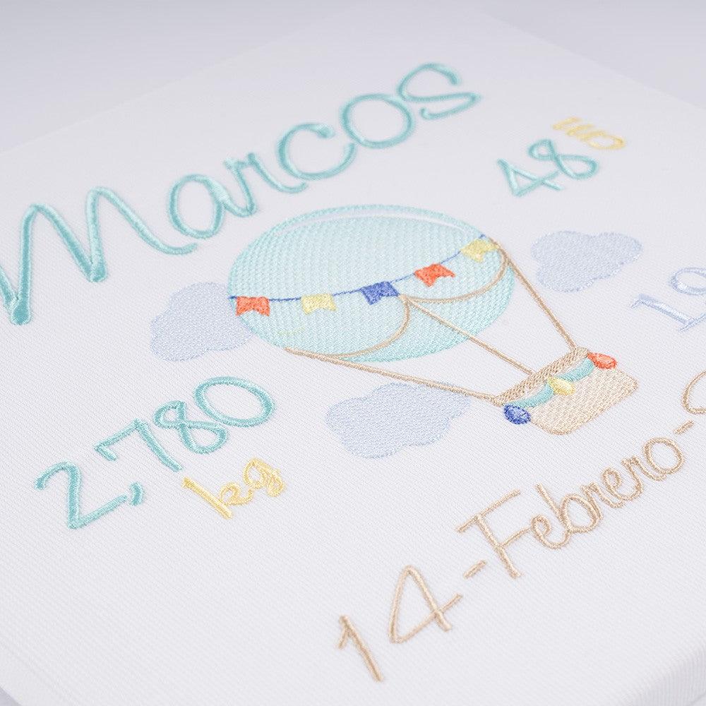 Cuadro Datos Nacimiento Bebé Personalizado Nanetes Globo Aerostático - Nanetes #