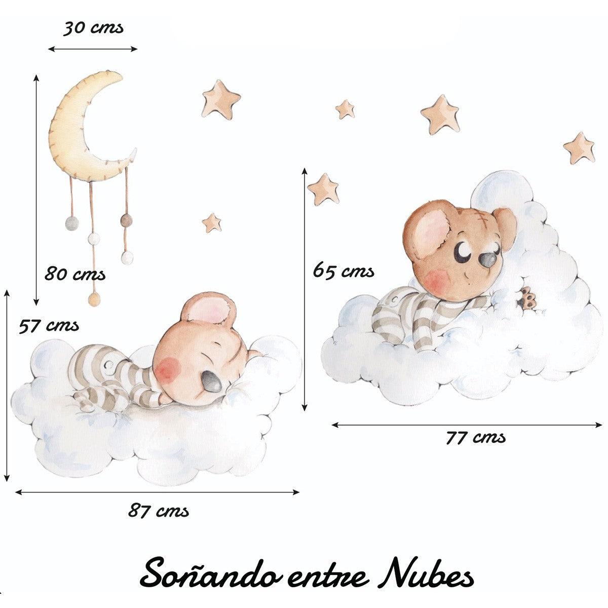 Vinilo Decorativo Infantil Soñando entre Nubes Sueños de Cigüeña - Nanetes #