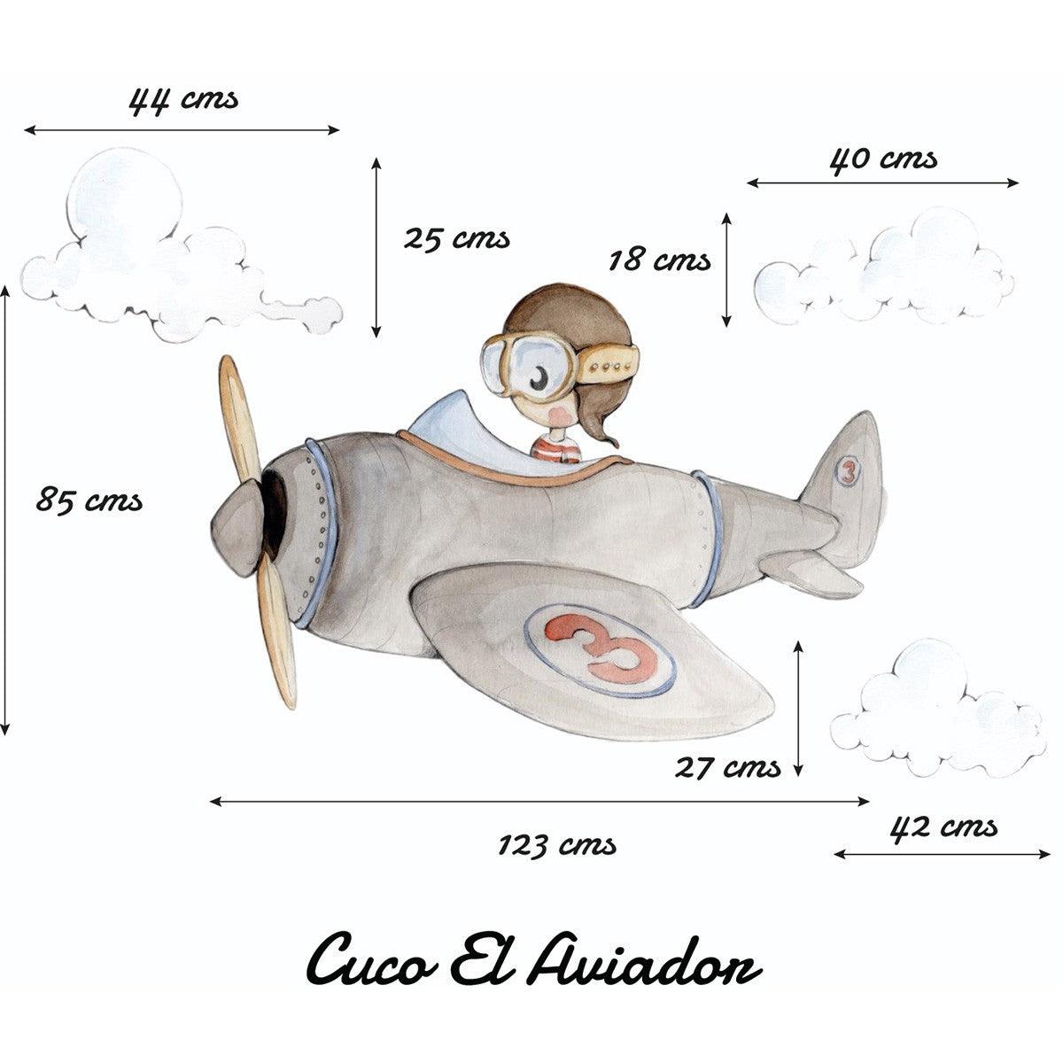 Vinilo Infantil Cuco el Aviador Sueños Cigüeña - Nanetes #