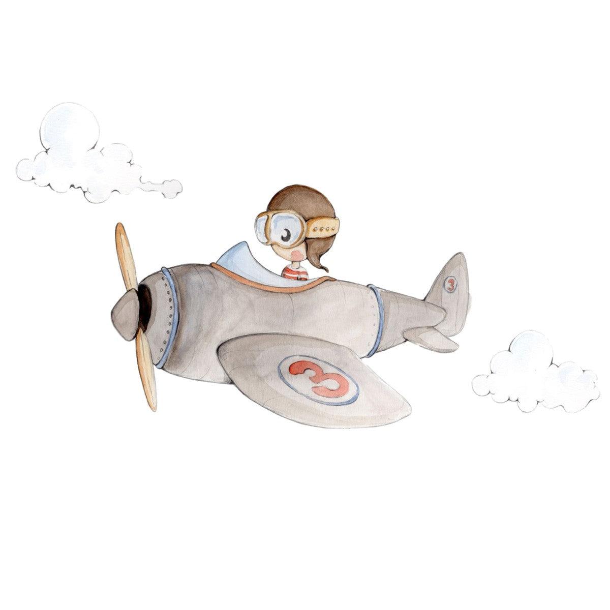 Vinilo Infantil Cuco el Aviador Sueños Cigüeña - Nanetes #