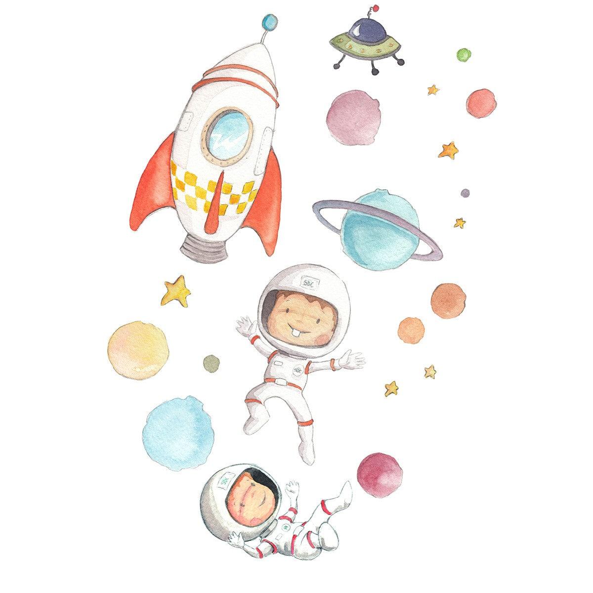 Vinilo Decorativo Infantil Planets Astronautas Sueños de Cigüeña - Nanetes #