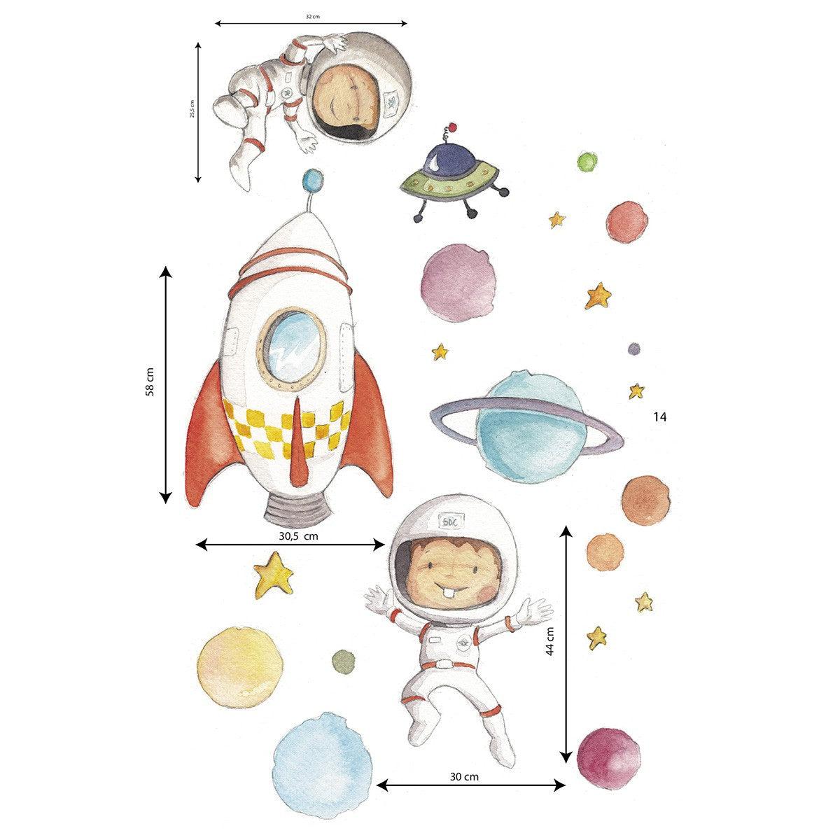 Vinilo Decorativo Infantil Planets Astronautas Sueños de Cigüeña - Nanetes #