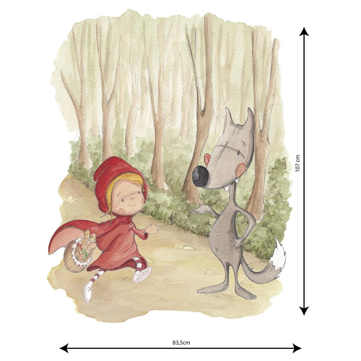 Vinilo Infantil Decorativo Caperucita y el Lobo Sueños de Cigüeña - Nanetes #