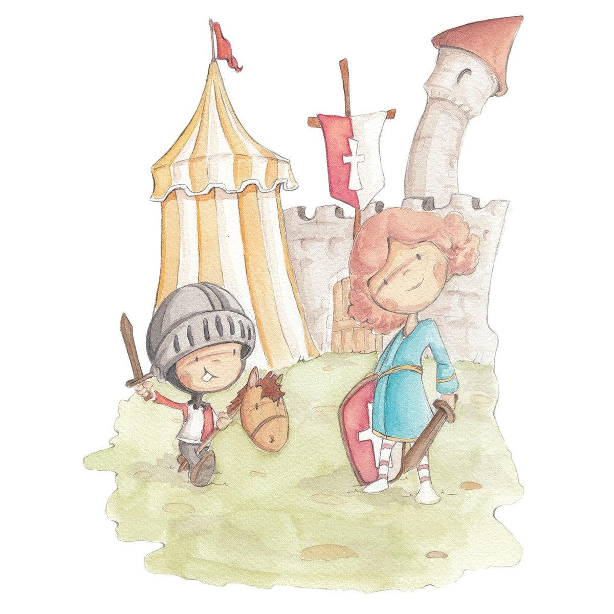 Vinilo Infantil Decorativo Caballeros Medievales Sueños de Cigüeña - Nanetes #