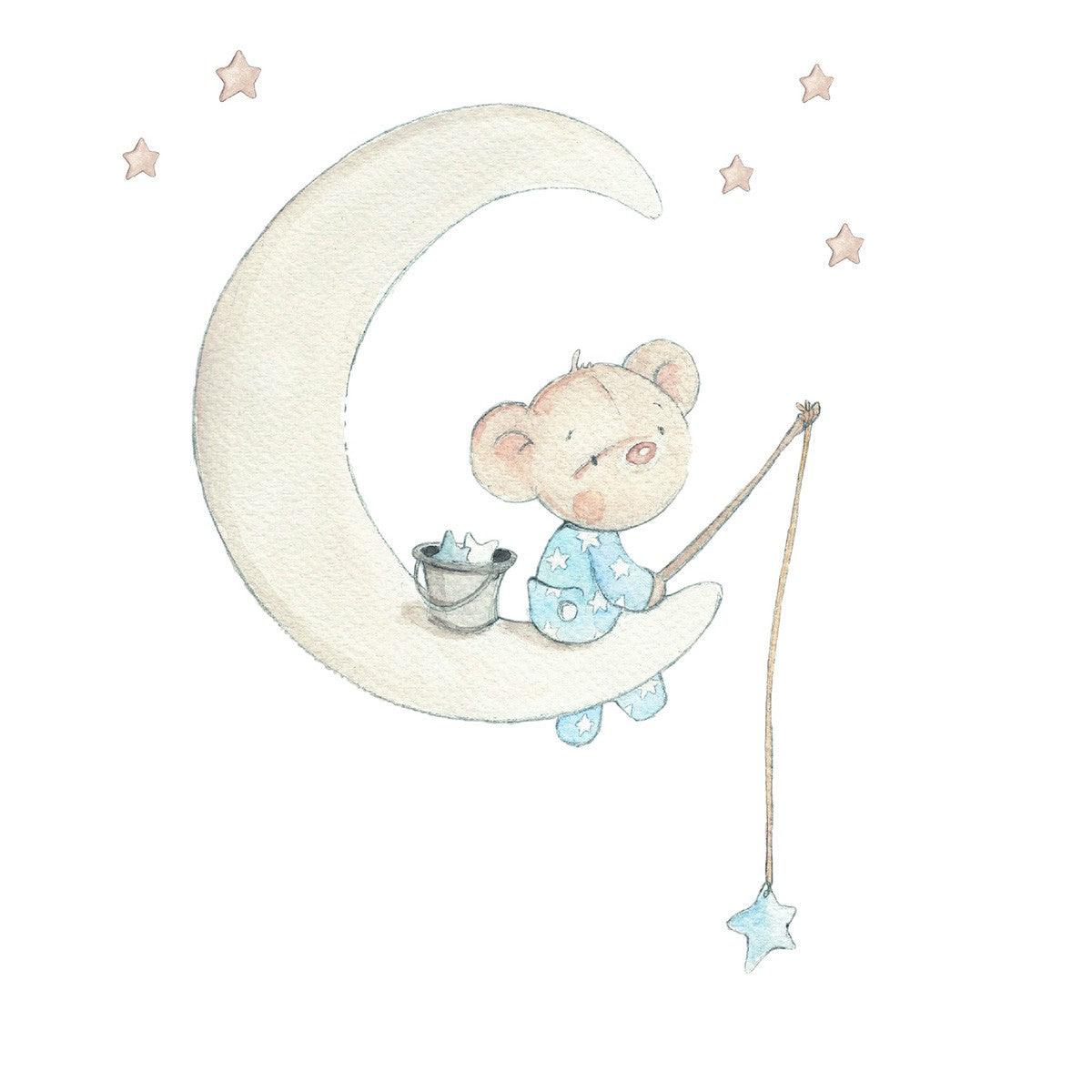 Vinilo Infantil En la Luna On the Moon - Nanetes #