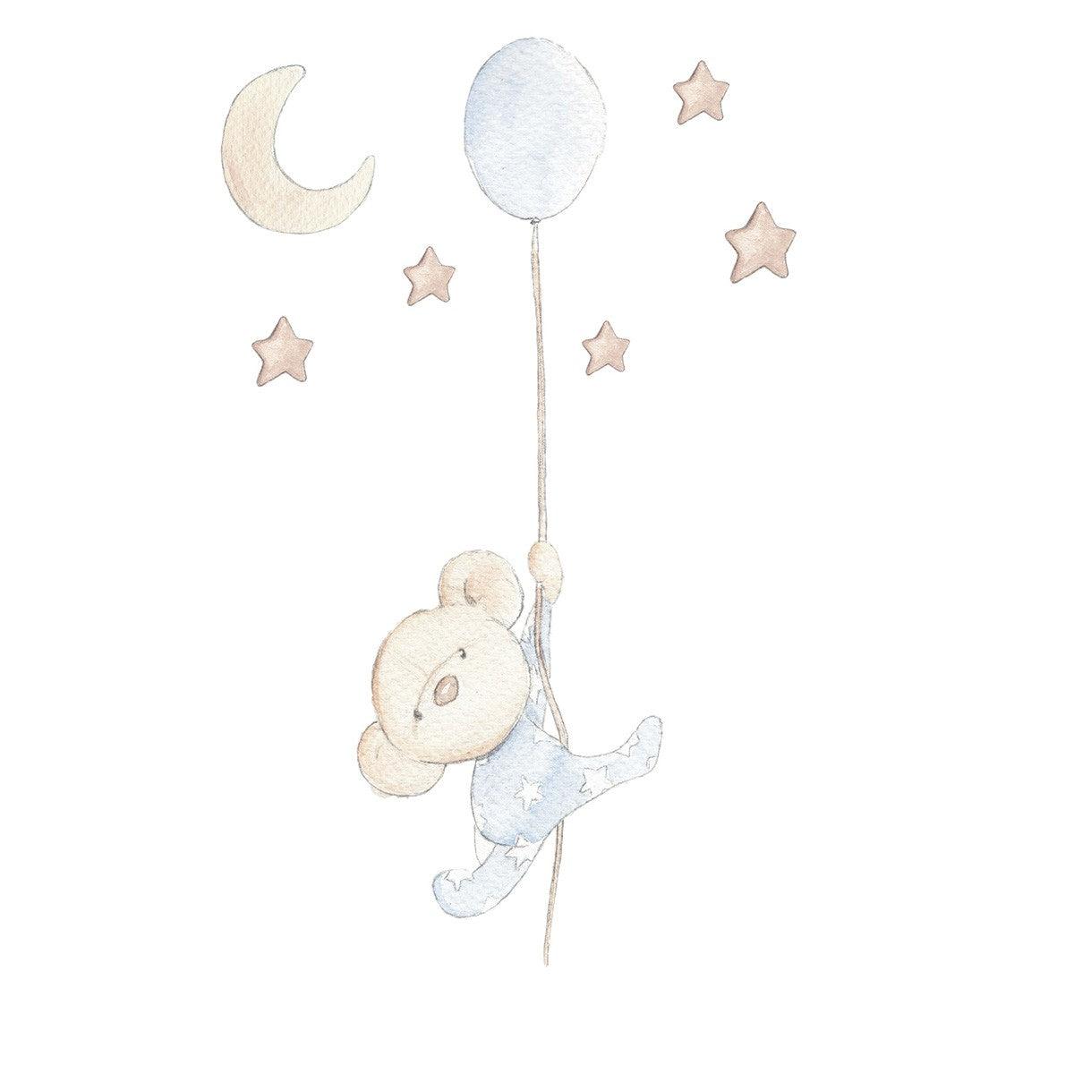 Vinilo Infantil Globo Osito Niño Sueños Cigüeña - Nanetes #