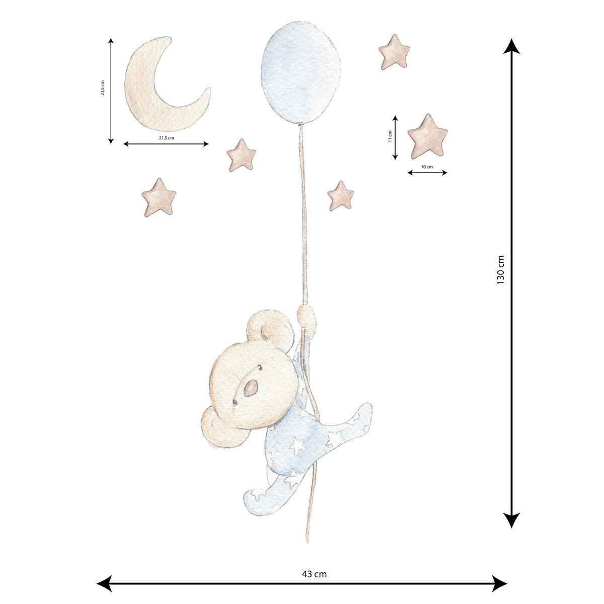 Vinilo Infantil Globo Osito Niño Sueños Cigüeña - Nanetes #