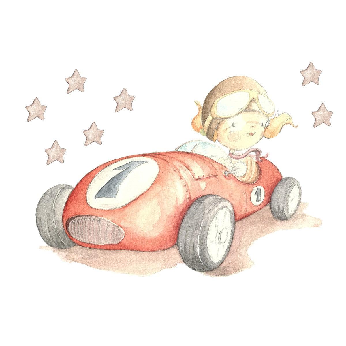 Vinilo Infantil Coche Veloz Sueños Cigüeña - Nanetes #