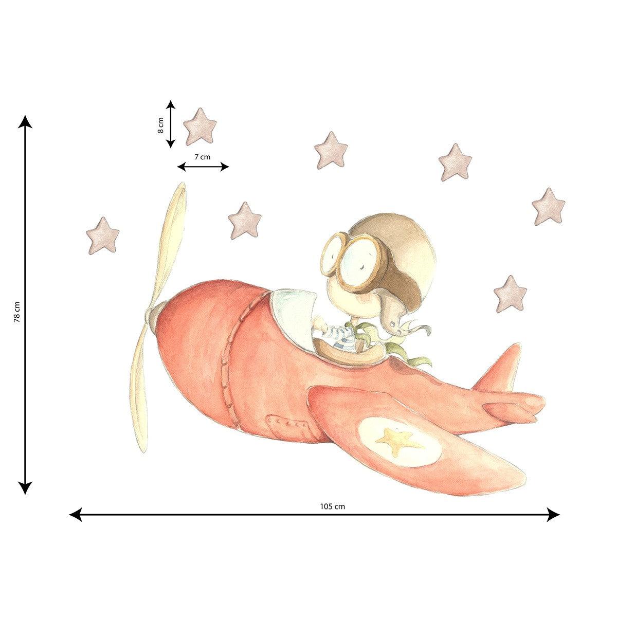 Vinilo Infantil Avión Veloz Sueños Cigüeña - Nanetes #