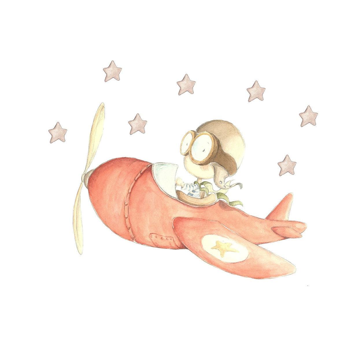 Vinilo Infantil Avión Veloz Sueños Cigüeña - Nanetes #