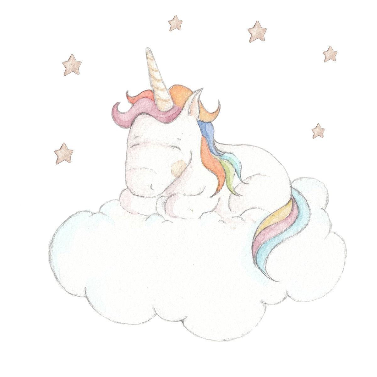 Vinilo Decorativo Infantil Unicornio Durmiendo Sueños de Cigüeña - Nanetes #