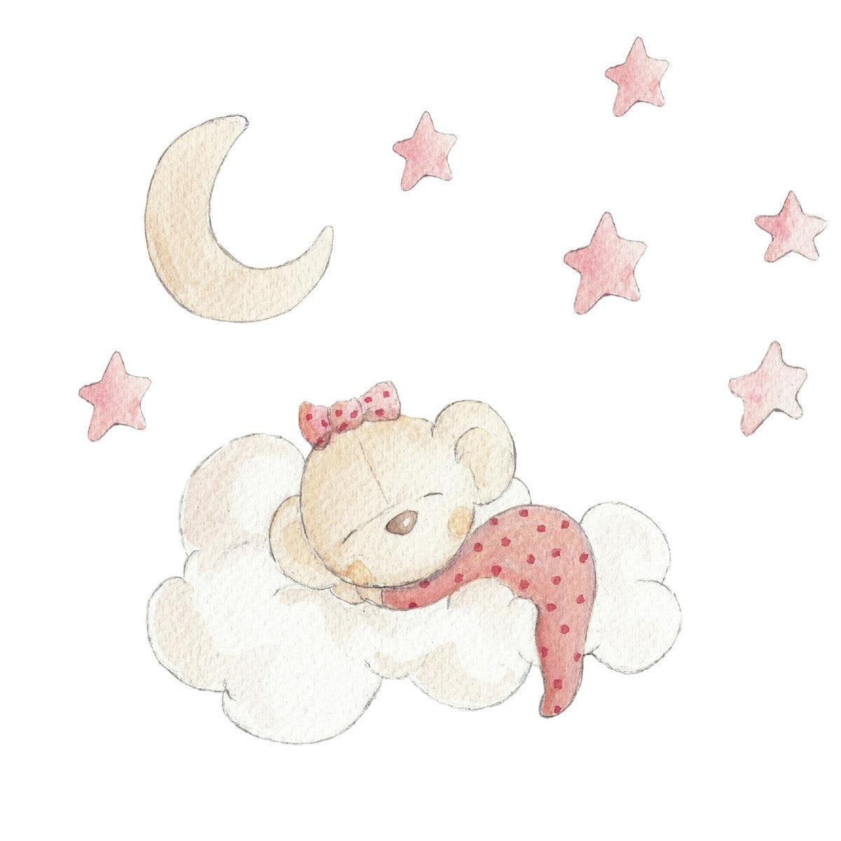 Vinilo Infantil Durmiendo en Nube Sueños Cigüeña - Nanetes #