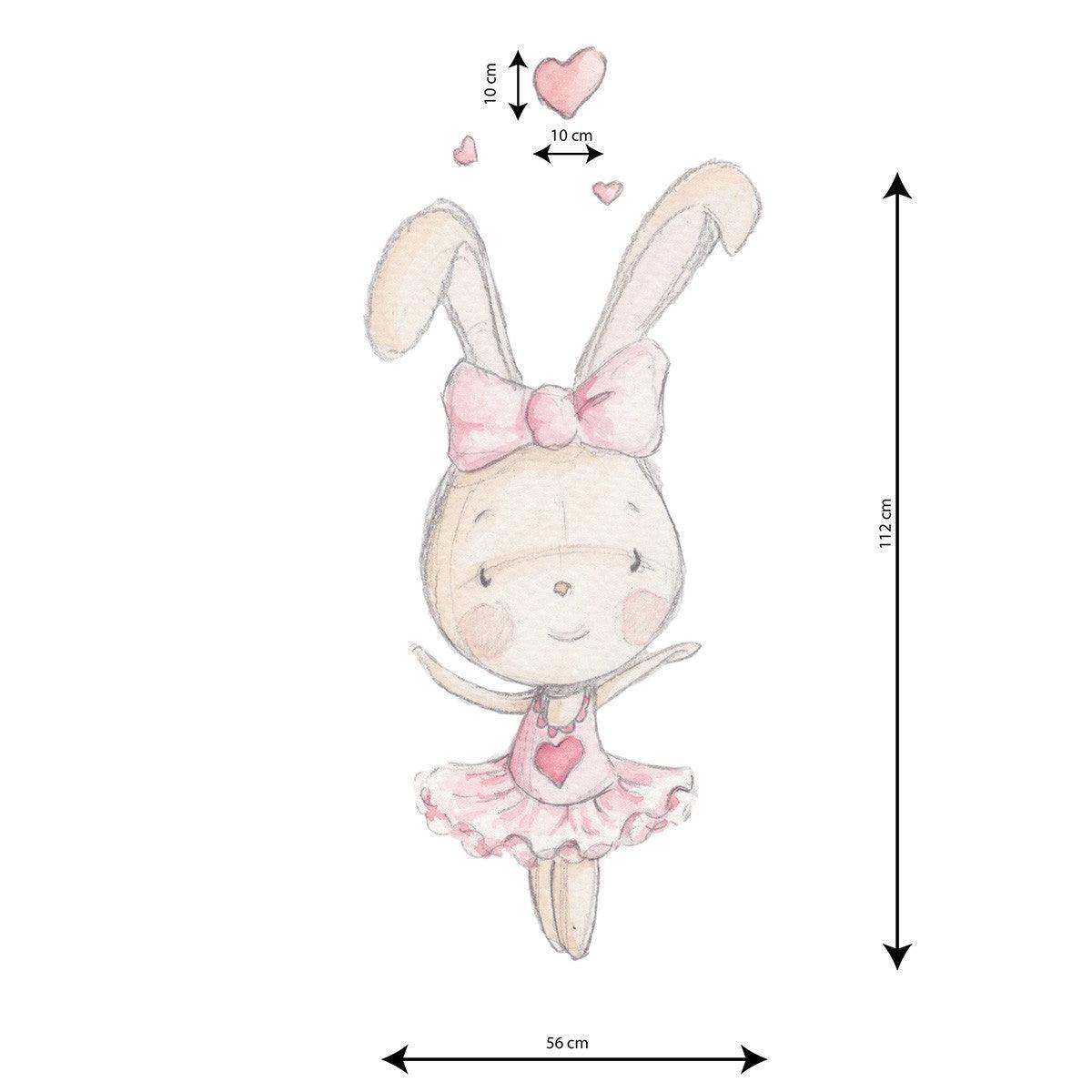 Vinilo Infantil Conejita Bailarina Corazón - Nanetes #