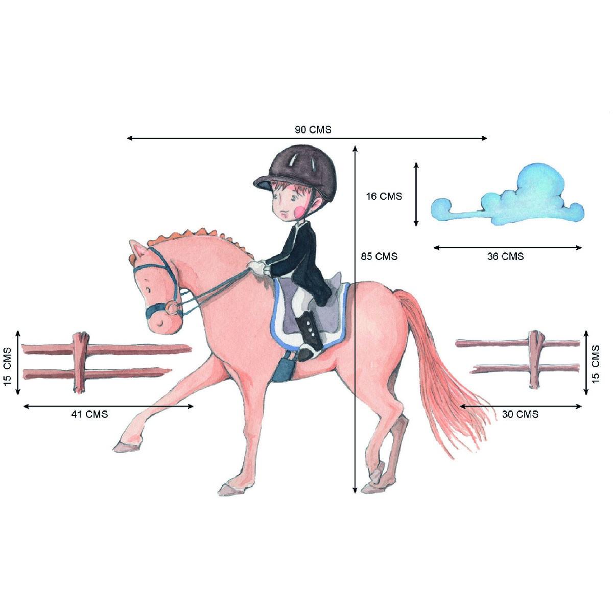 Vinilo Infantil Jinete Caballo Sueños Cigüeña - Nanetes #