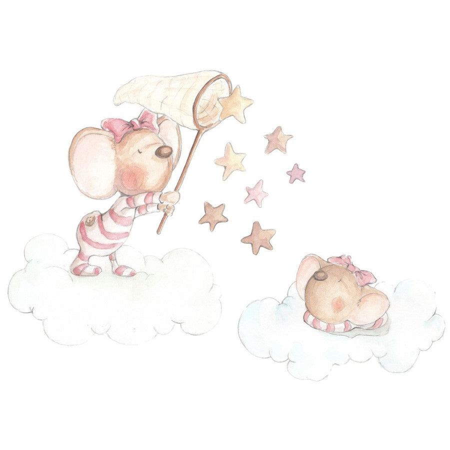 Vinilo Infantil Atrapando Estrella Sueños Cigüeña - Nanetes #