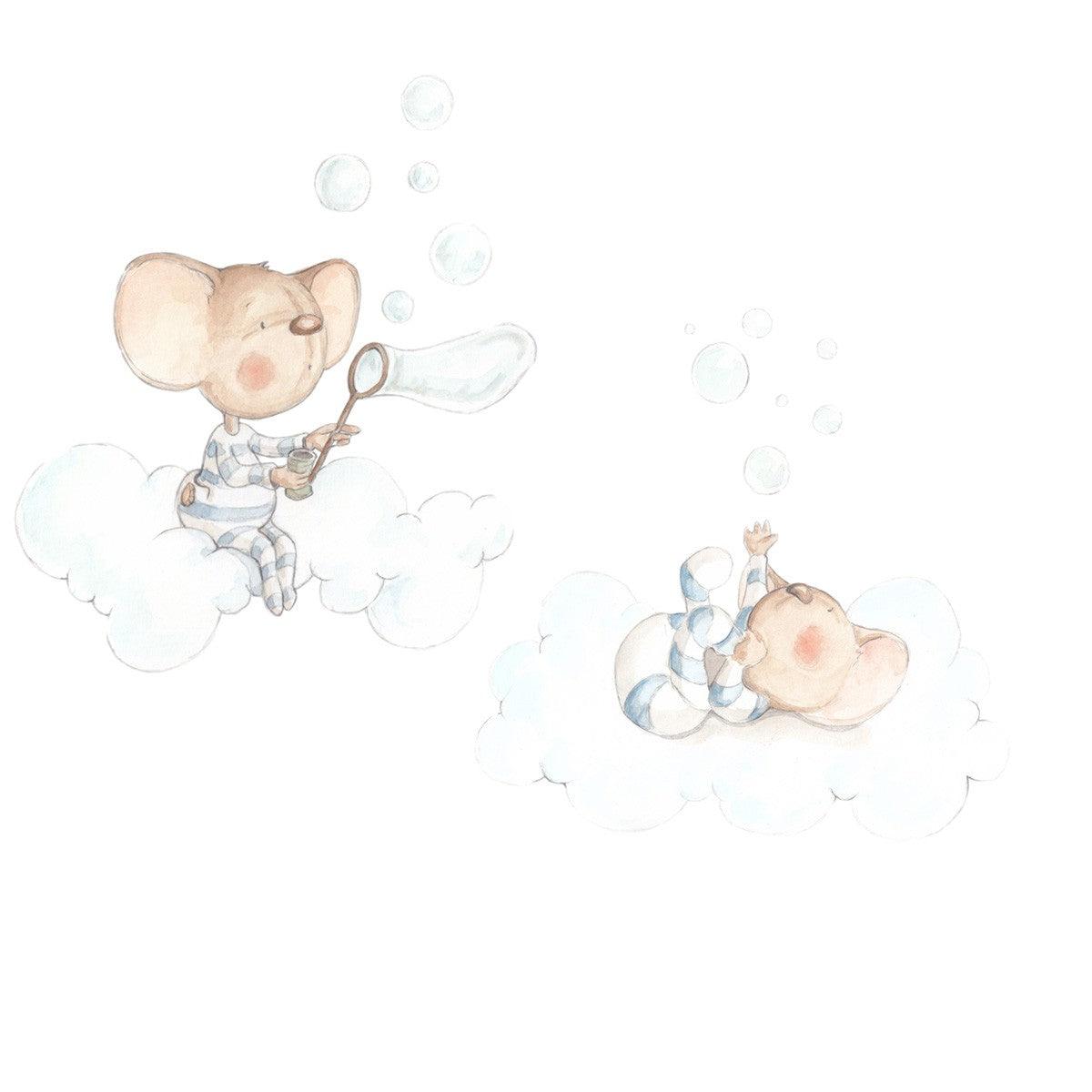 Vinilo Decorativo Infantil Pompas de Jabón Sueños de Cigüeña - Nanetes #