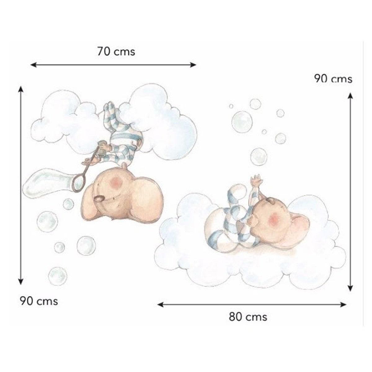 Vinilo Decorativo Infantil Pompas de Jabón Sueños de Cigüeña - Nanetes #