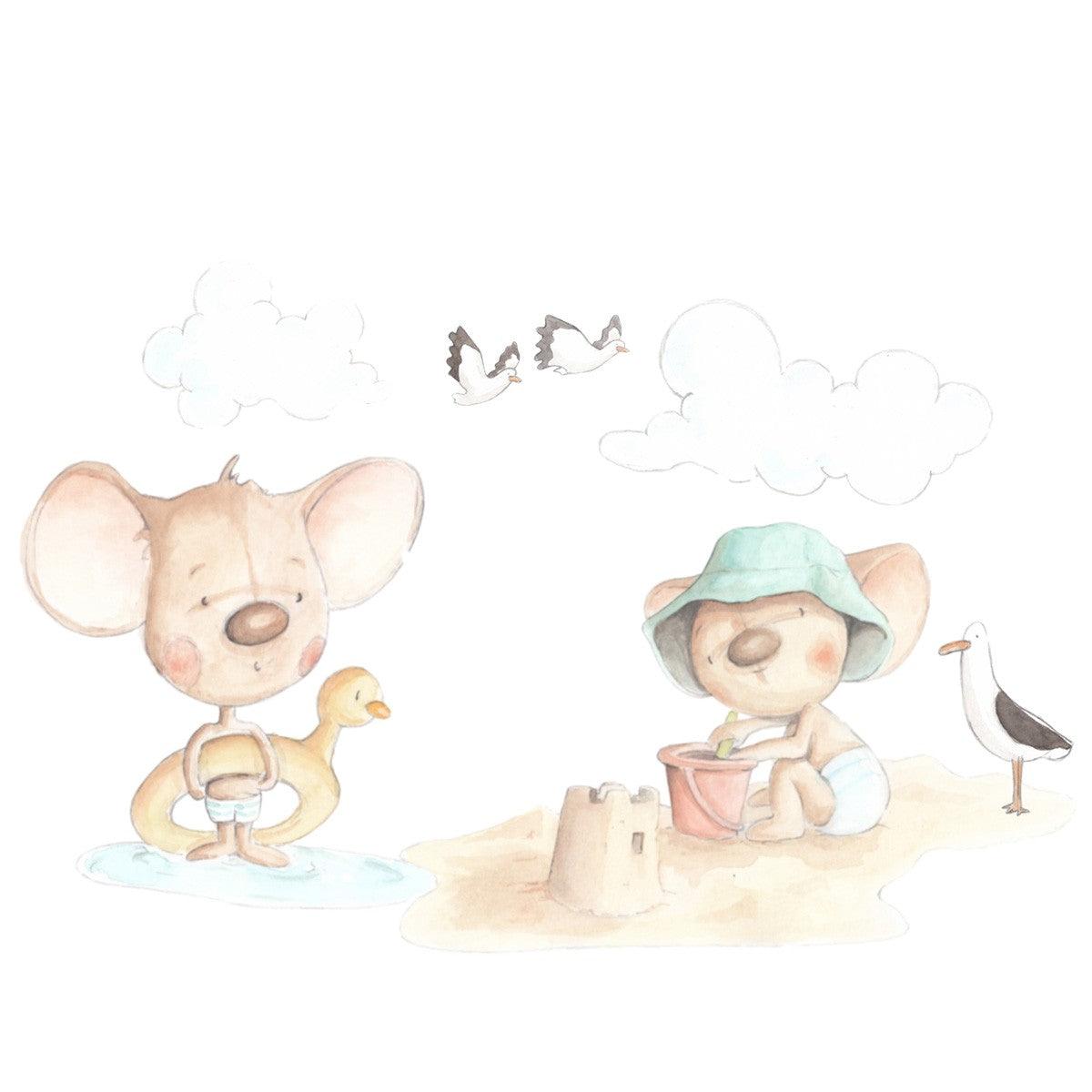 Vinilo Decorativo Infantil Juegos en la Arena Sueños de Cigüeña - Nanetes #