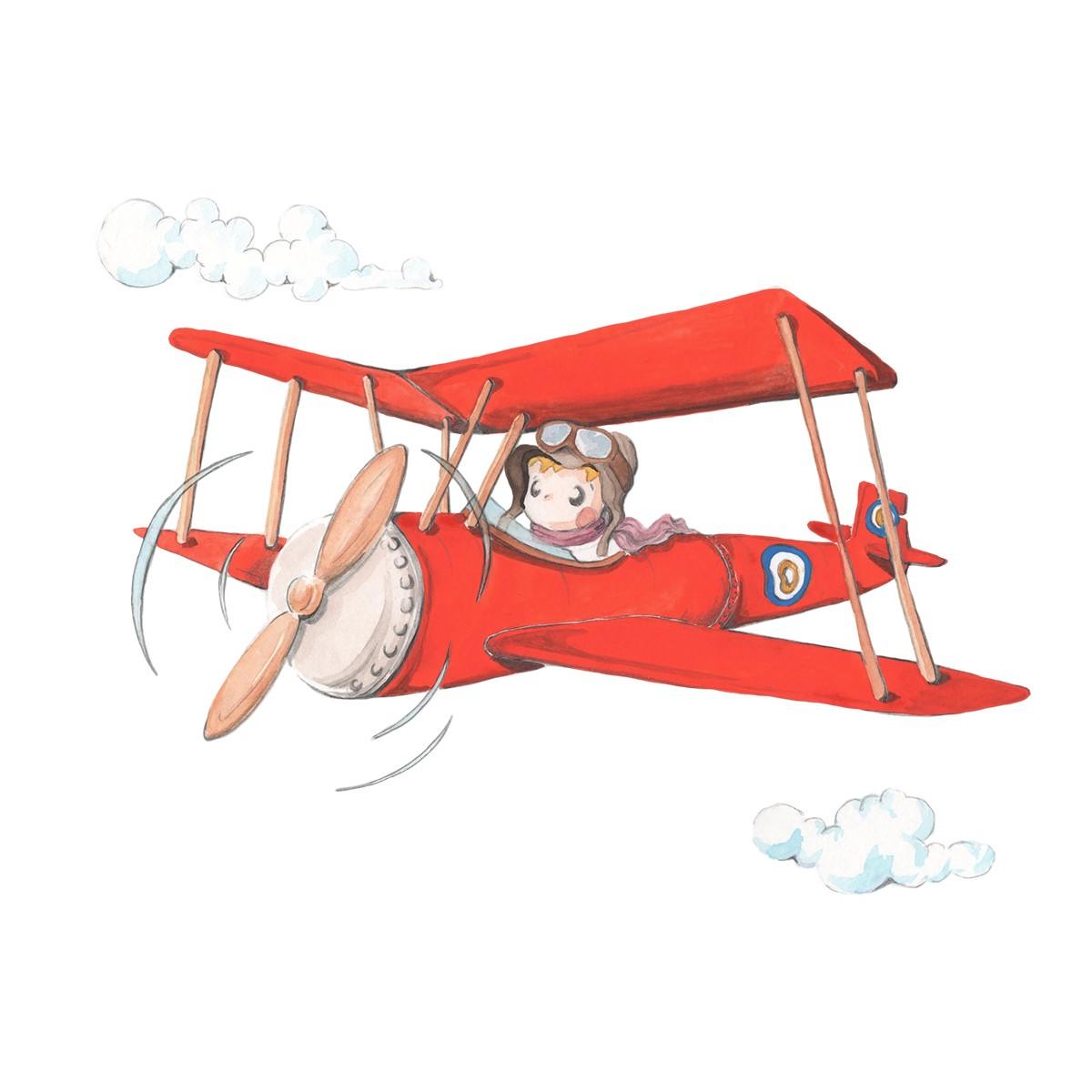 Vinilo Decorativo Infantil Pepo el Aviador Sueños de Cigüeña - Nanetes #