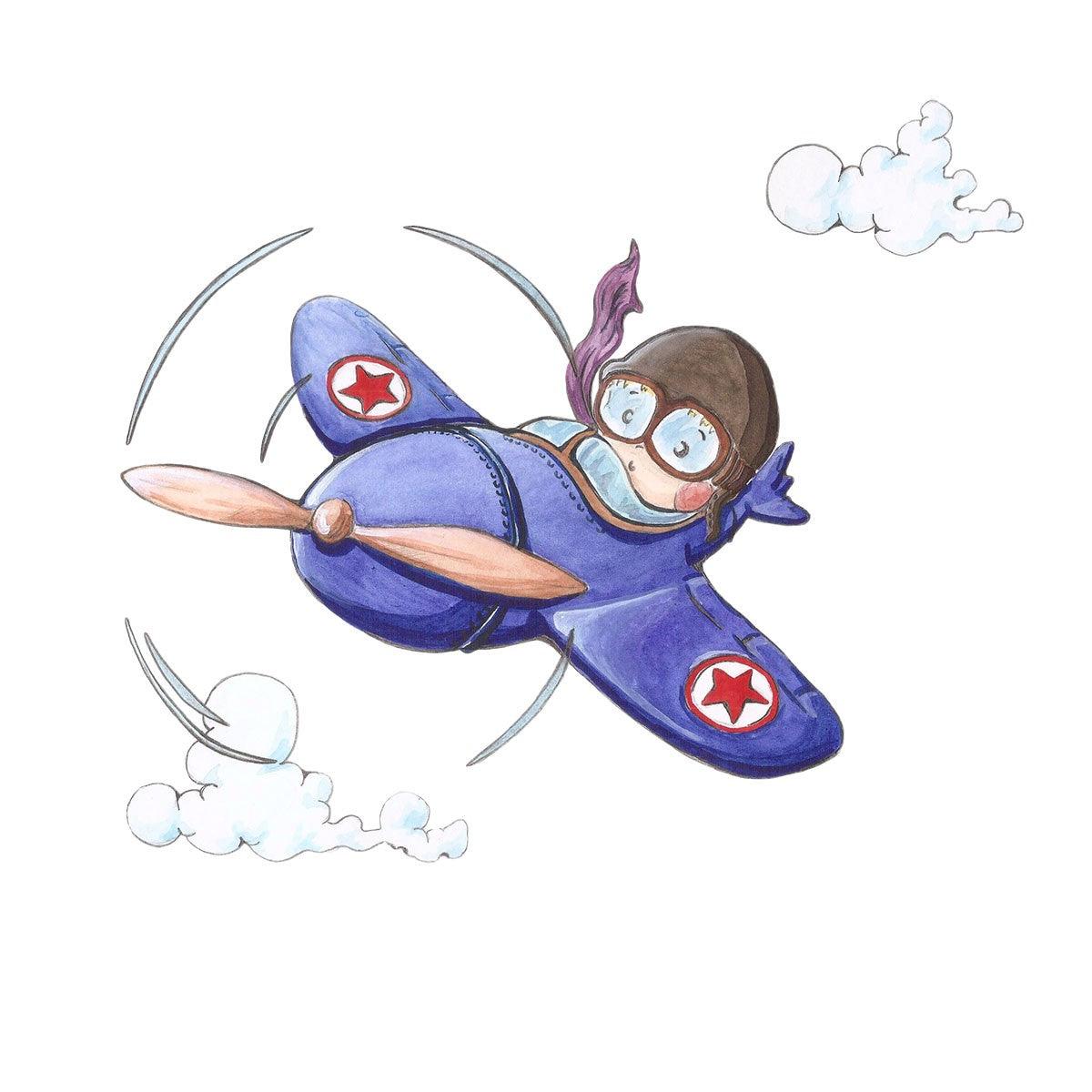 Vinilo Decorativo Infantil Nikko el Aviador Sueños de Cigüeña - Nanetes #