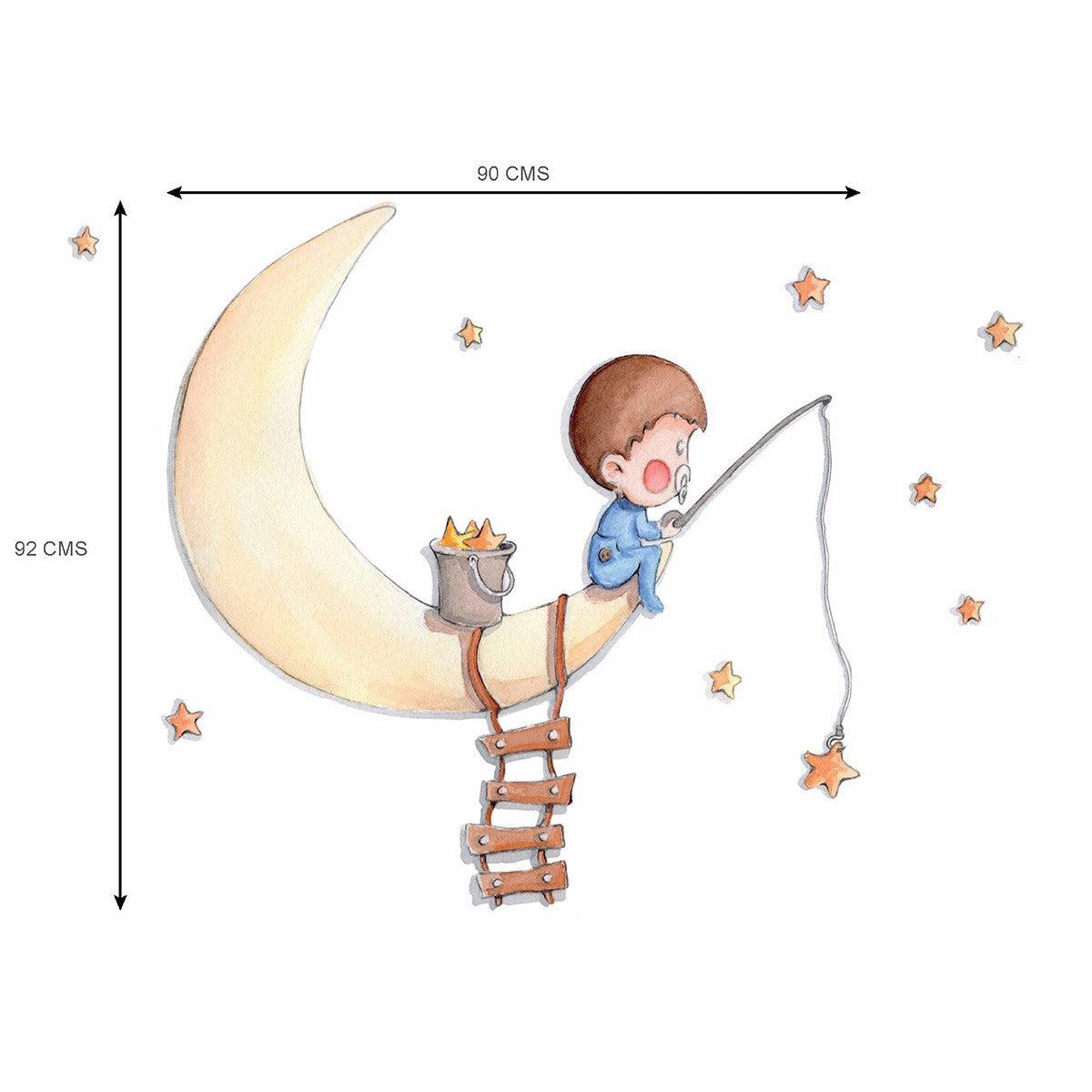 Vinilo Decorativo Infantil Pescando en la Luna Sueños de Cigüeña - Nanetes #