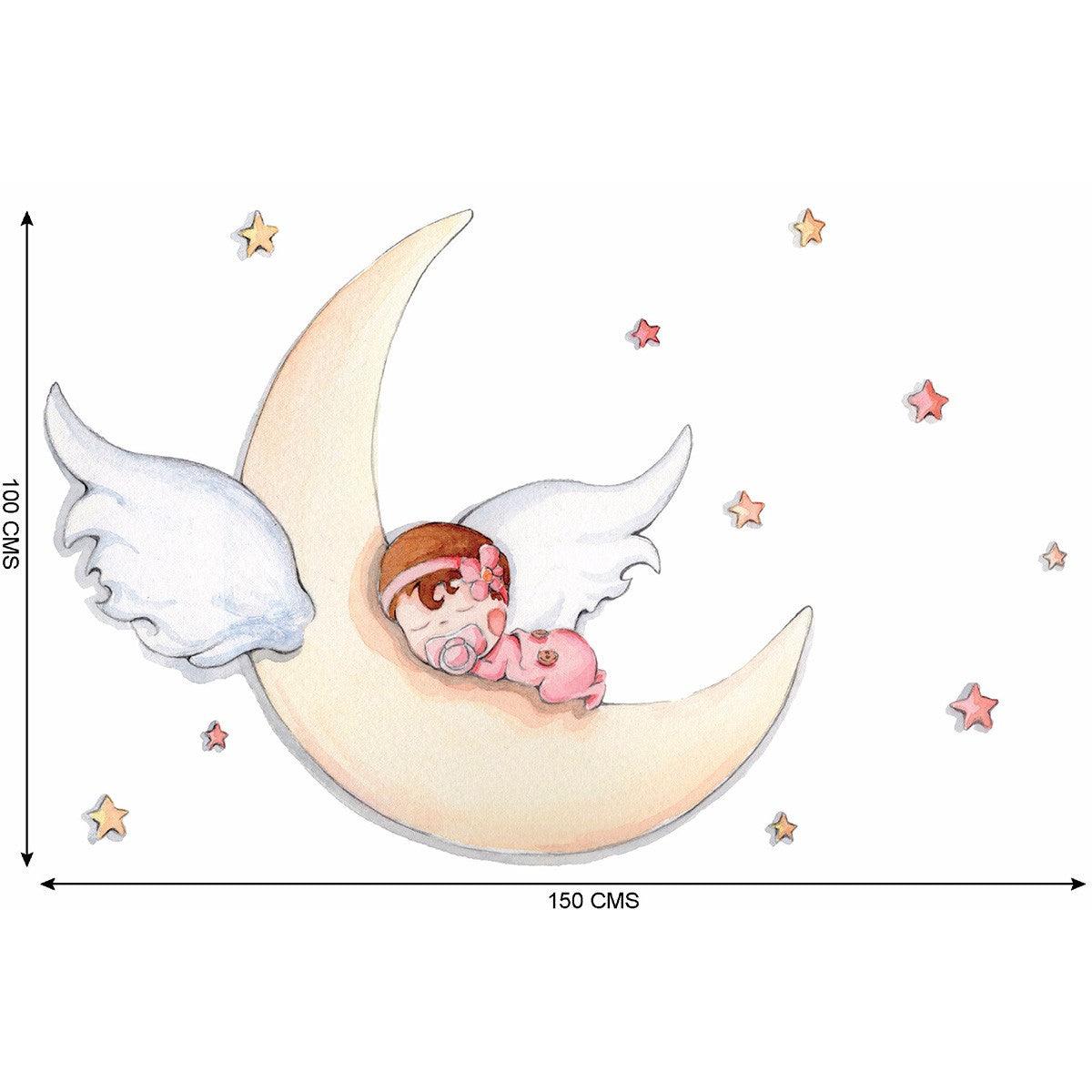 Vinilo Infantil Durmiendo Luna Sueños Cigüeña - Nanetes #