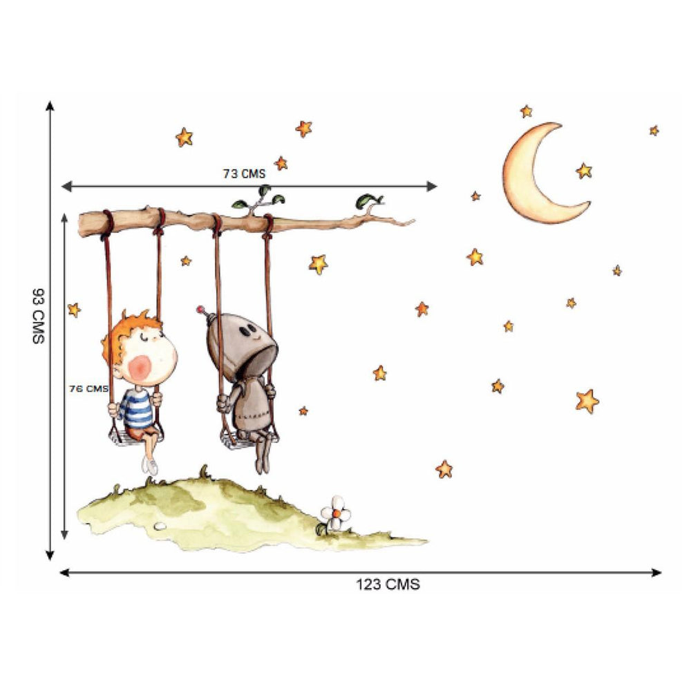 Vinilo Decorativo Infantil Un columpio un mundo Robot Sueños de Cigüeña - Nanetes #