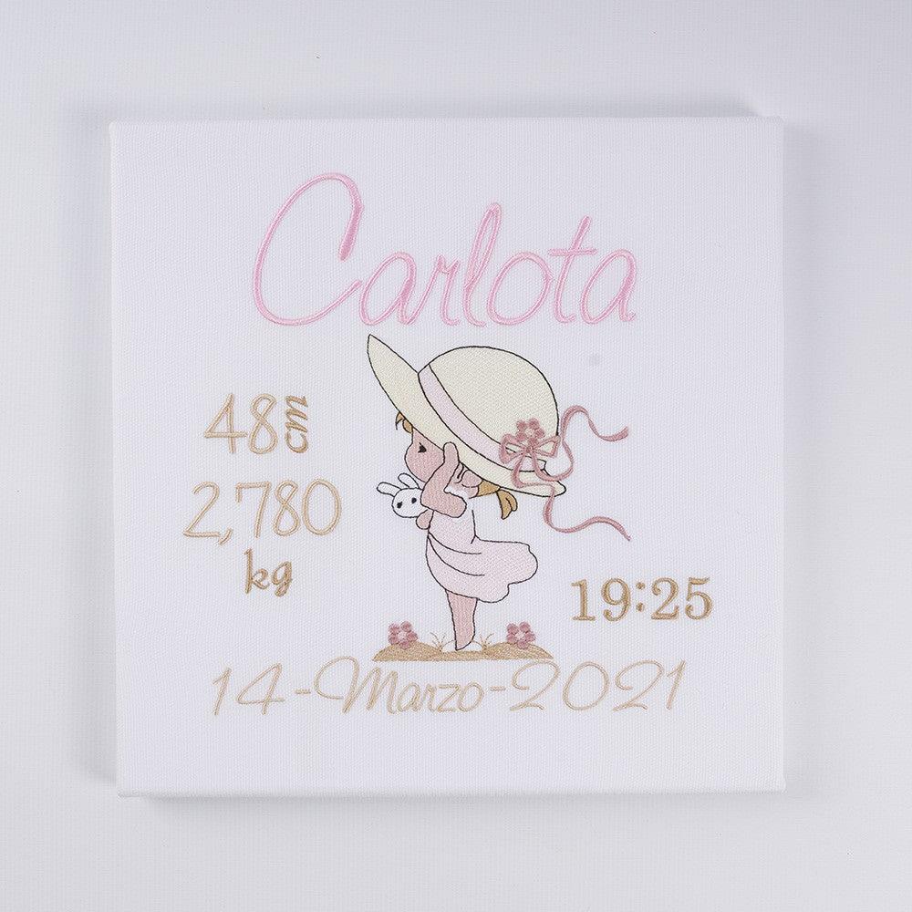 Cuadro Datos Nacimiento Bebé Personalizado Nanetes Niña con Pamela - Nanetes #