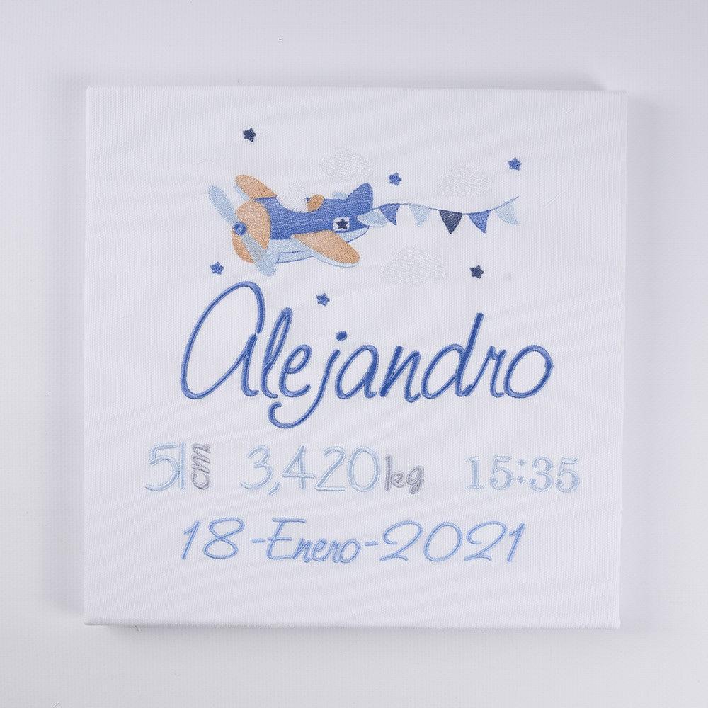 Cuadro Datos Nacimiento Bebé Personalizado Nanetes Aeroplano - Nanetes #