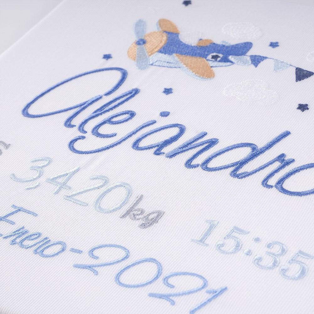 Cuadro Datos Nacimiento Bebé Personalizado Nanetes Aeroplano - Nanetes #