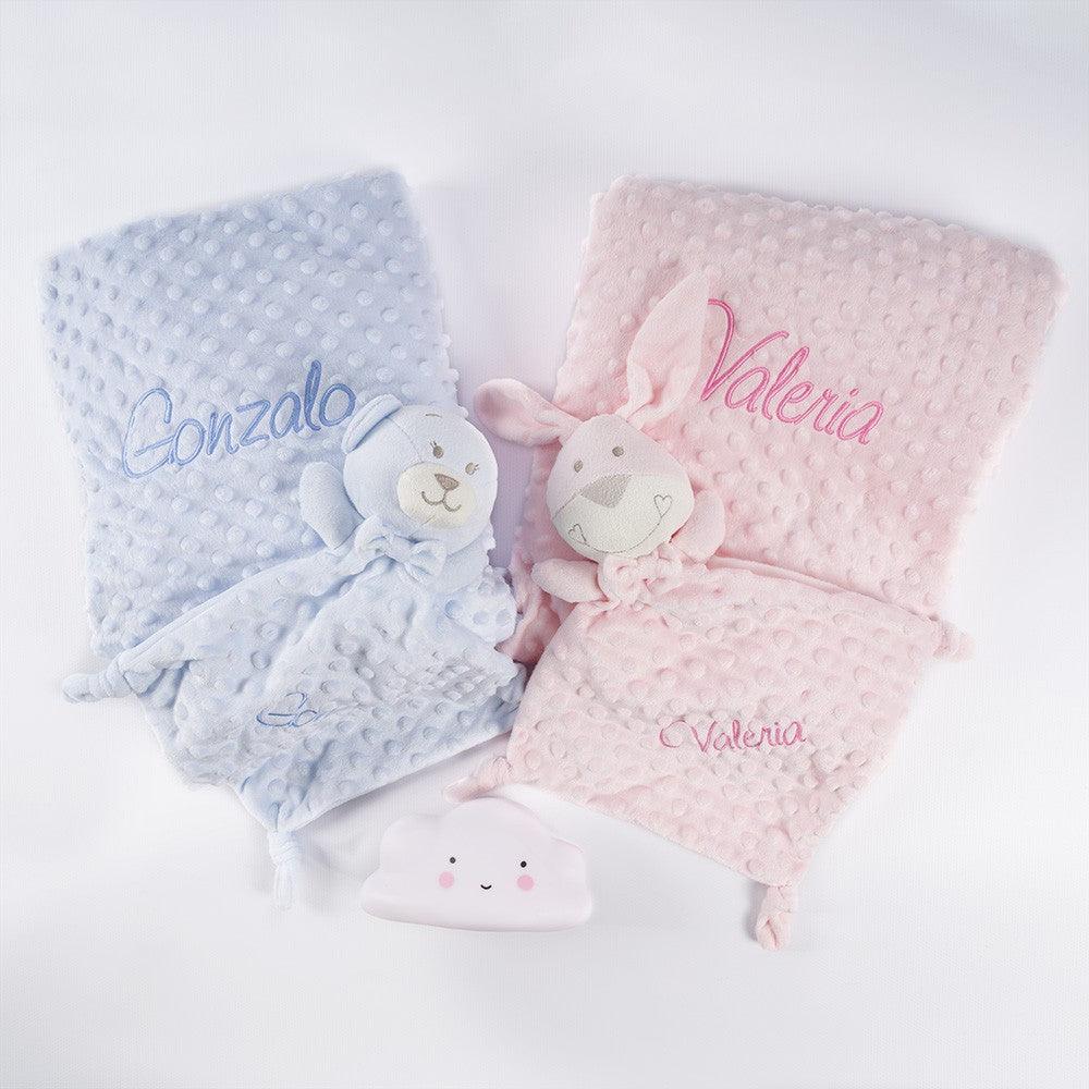 Cesta Regalo para Gemelos Manta con Dou Dou y Lampara Quitamiedos Personalizados Bebé Nanetes - Nanetes #