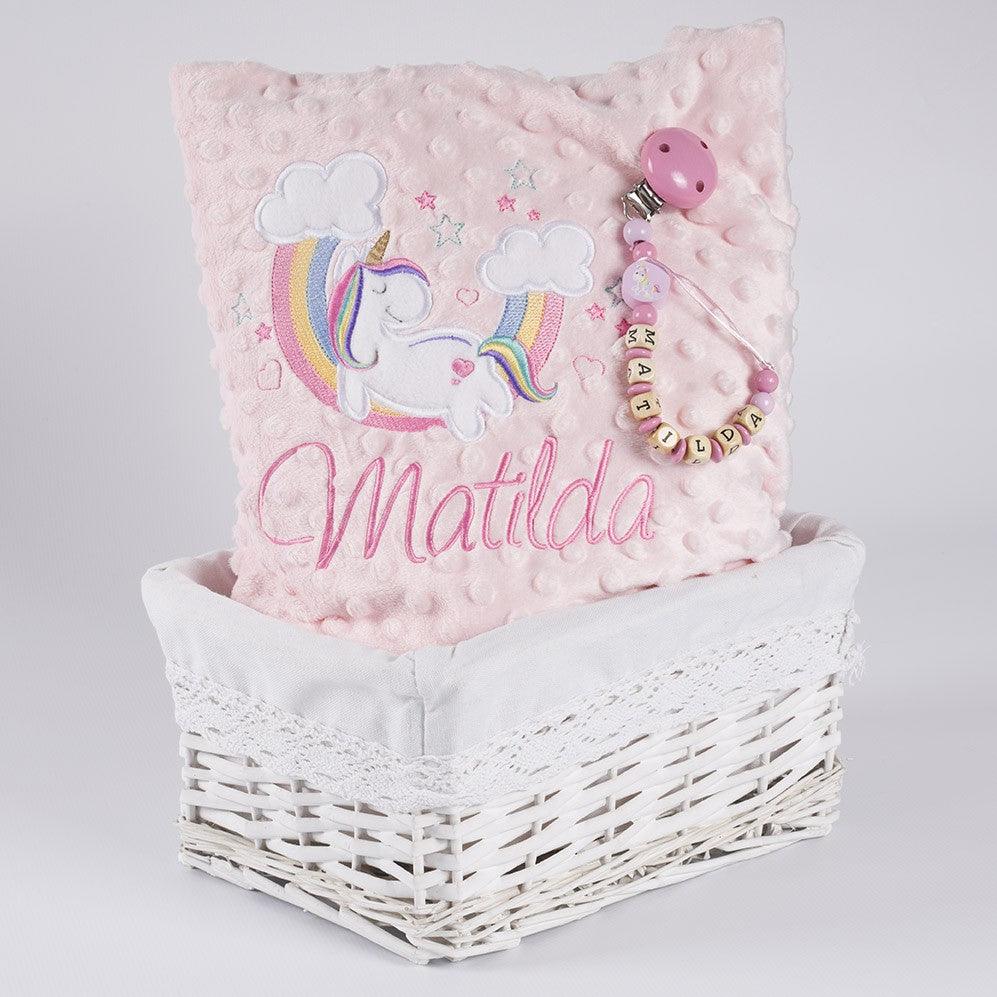 Cesta Regalo Bebe Personalizada Unicornio Rosa Nanetes - Nanetes #