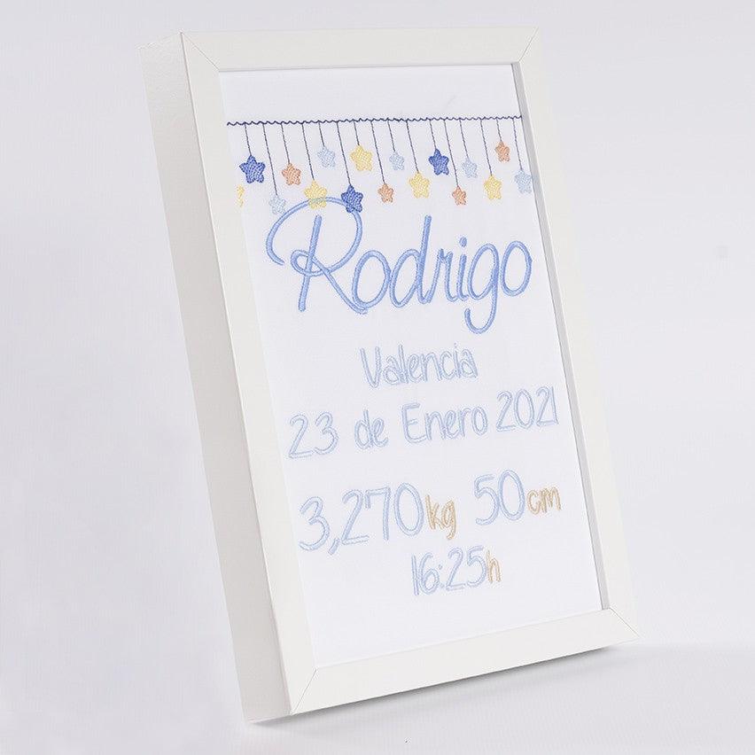 Cuadro Nacimiento Personalizado Bebé Nanetes Guirnalda Estrellas - Nanetes #