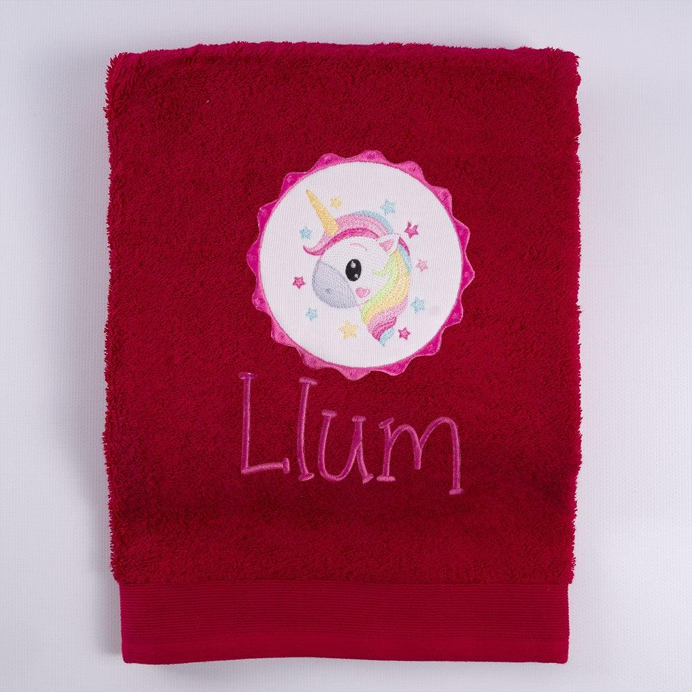 Toalla Personalizada Bordada Unicornio Galleta Nanetes