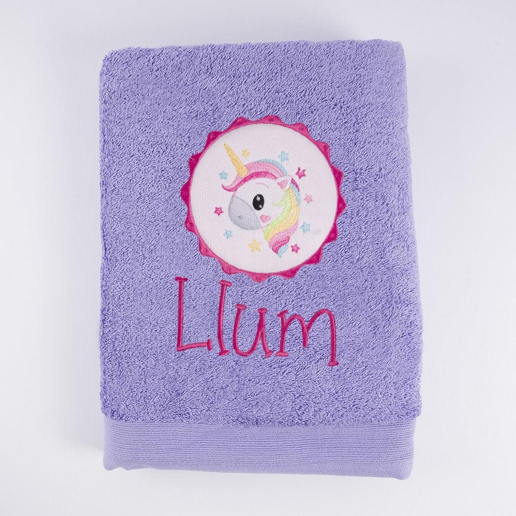 Toalla Personalizada Bordada Unicornio Galleta Nanetes
