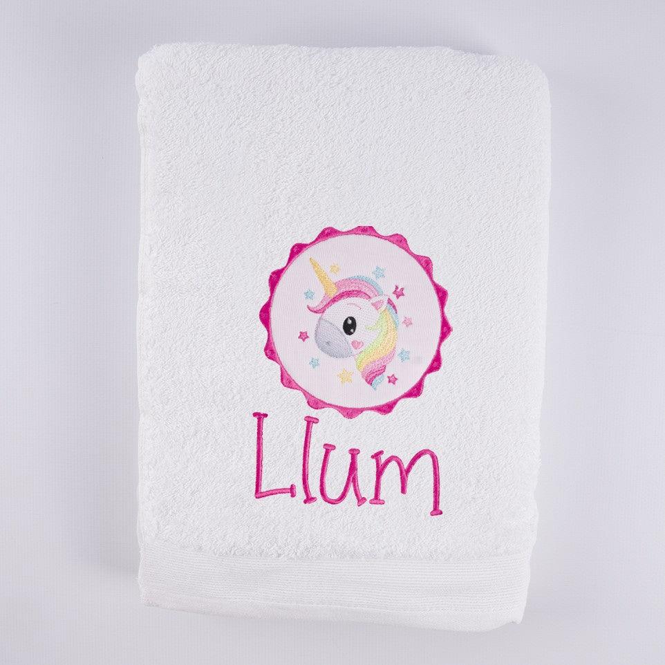 Toalla Personalizada Bordada Unicornio Galleta Nanetes