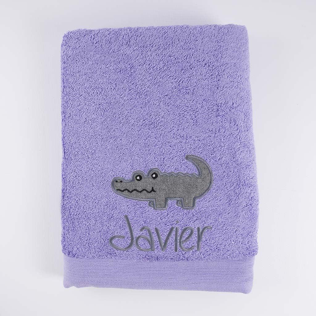 Toallas Personalizadas con Nombre Bordado Cocodrilo Gris Nanetes