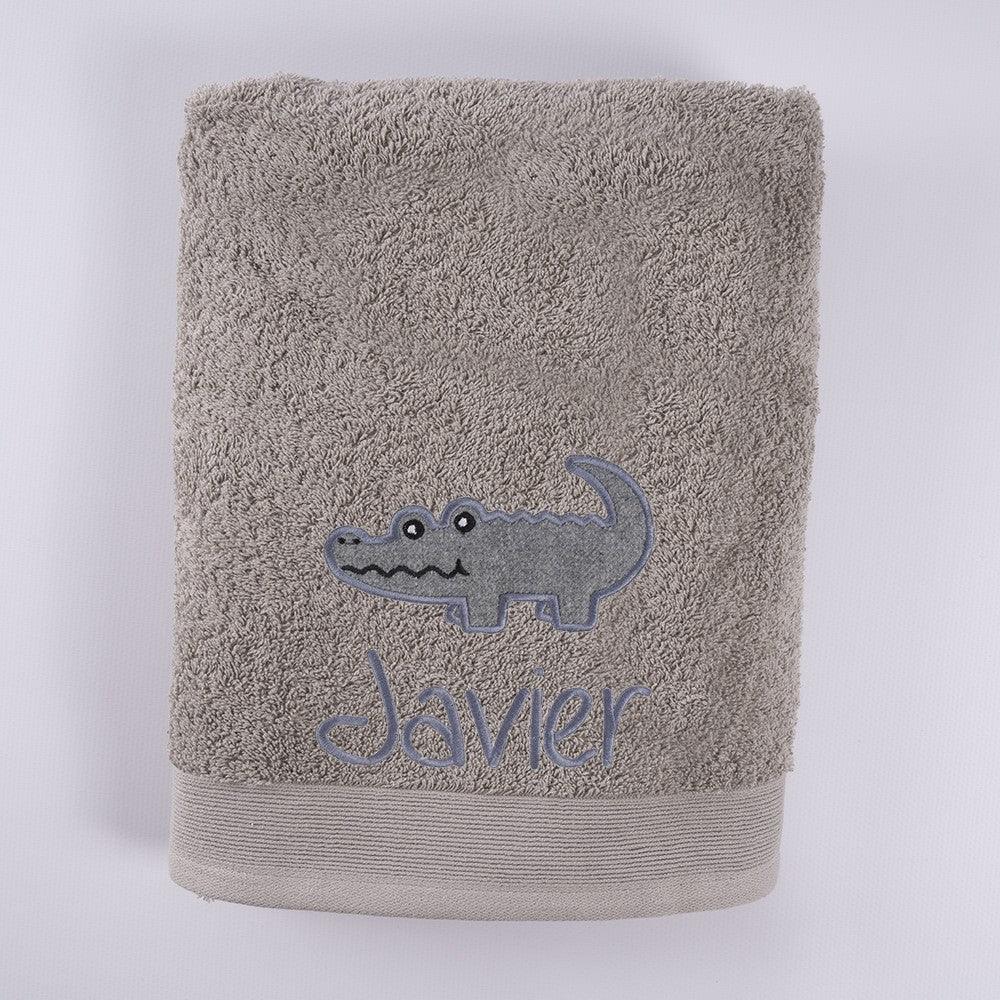 Toallas Personalizadas con Nombre Bordado Cocodrilo Gris Nanetes - Nanetes #