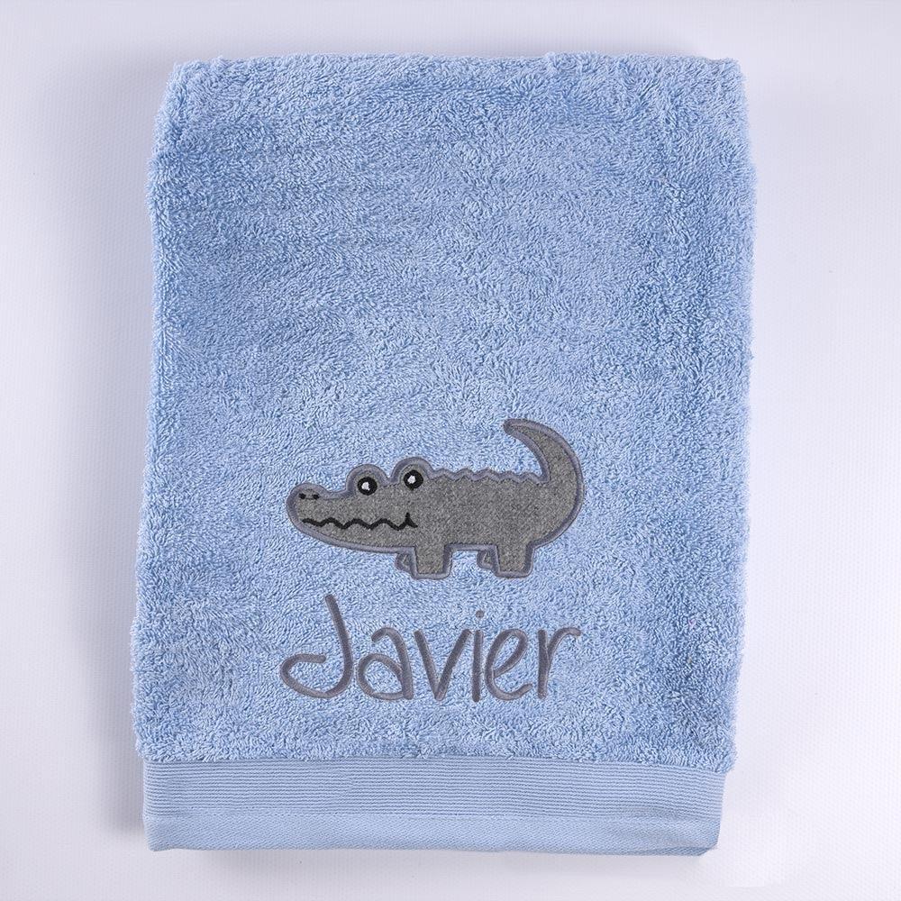 Toallas Personalizadas con Nombre Bordado Cocodrilo Gris Nanetes - Nanetes #